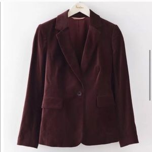Boden Amelia burgundy plum velvet blazer UK6 US2